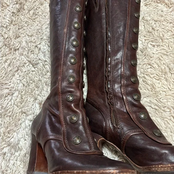 Rare Vintage Frye Dark Brown Knee high Boots - Picture 2 of 8